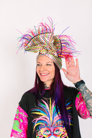 Rainbow Dot With Rainbow Ostrich Feathers