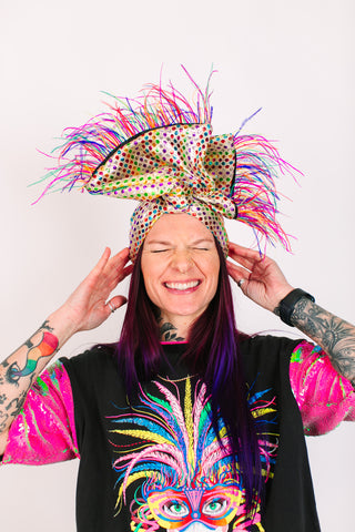 Rainbow Dot With Rainbow Ostrich Feathers