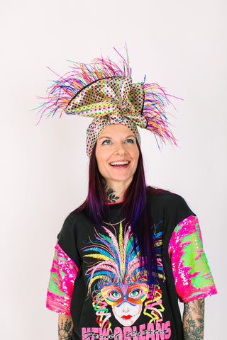 Rainbow Dot With Rainbow Ostrich Feathers