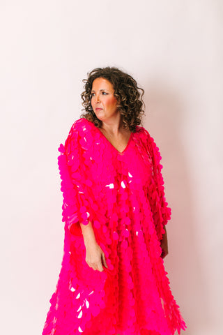 Pink Jumbo Paillette Mid Caftan