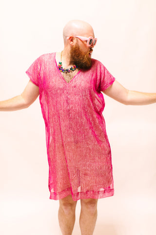 Pink Sheer Narrow Short Caftan