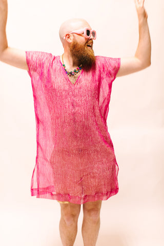 Pink Sheer Narrow Short Caftan