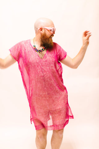 Pink Sheer Narrow Short Caftan