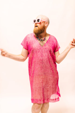 Pink Sheer Narrow Short Caftan