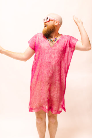 Pink Sheer Narrow Short Caftan