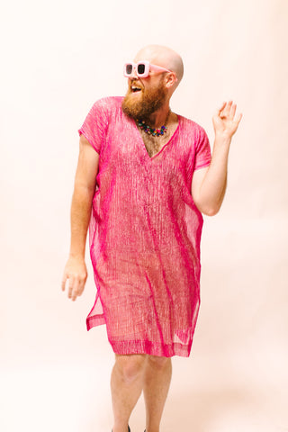Pink Sheer Narrow Short Caftan