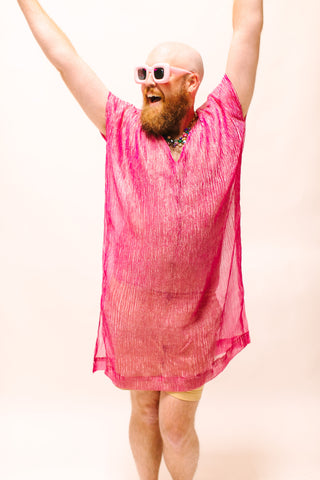Pink Sheer Narrow Short Caftan