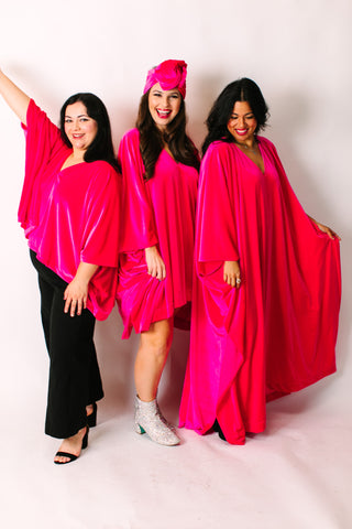 Pink Velvet Short Caftan