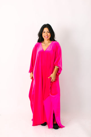 Pink Velvet Long Caftan