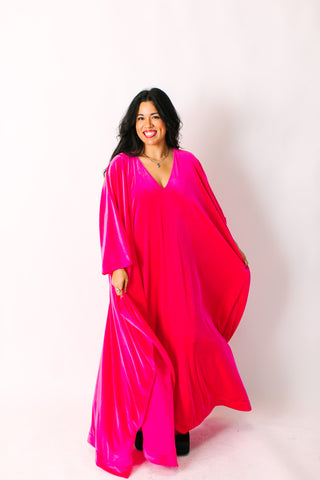 Pink Velvet Long Caftan