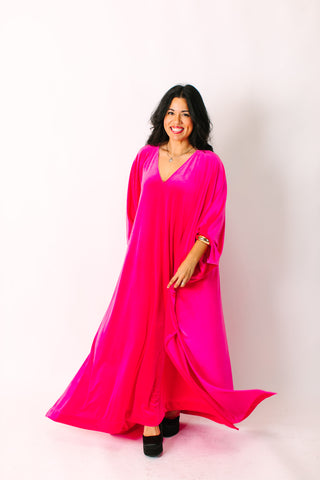 Pink Velvet Long Caftan