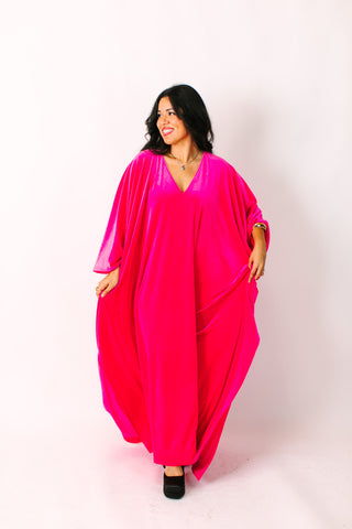 Pink Velvet Long Caftan