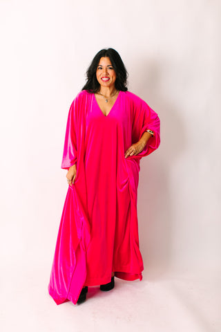 Pink Velvet Long Caftan