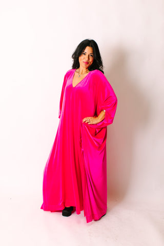 Pink Velvet Long Caftan
