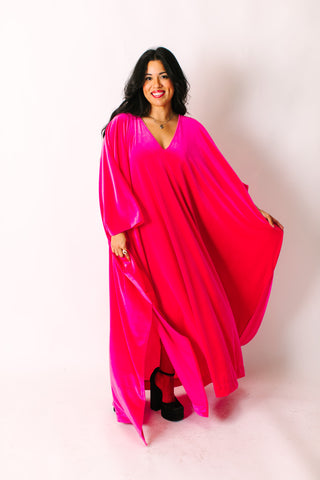Pink Velvet Long Caftan