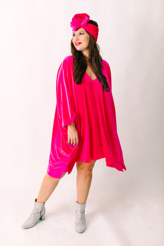 Pink Velvet Short Caftan