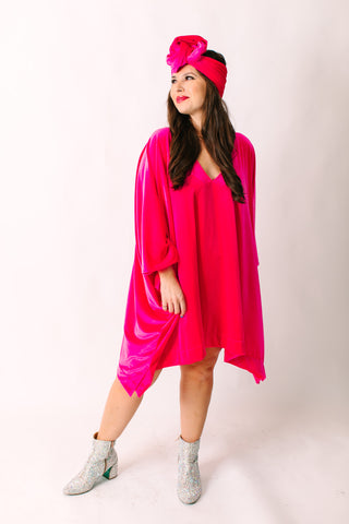 Pink Velvet Short Caftan