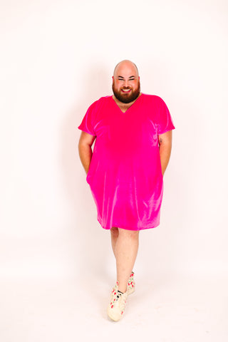 pink velvet t shirt dress Pink T-Shirt Dress Clov Blanks