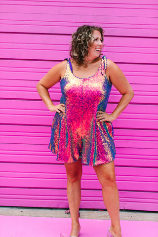 Purple Holographic Sequin Romper