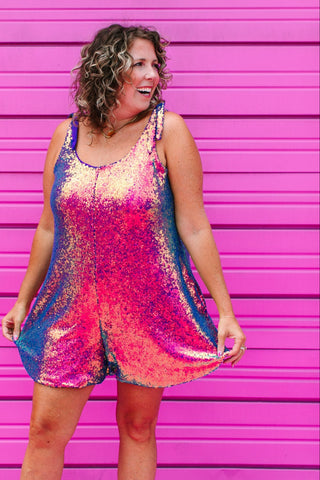 Purple Holographic Sequin Romper