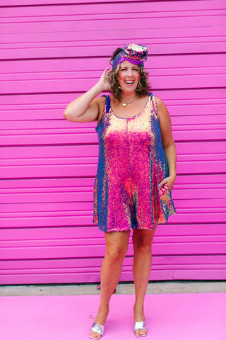Purple Holographic Sequin Romper