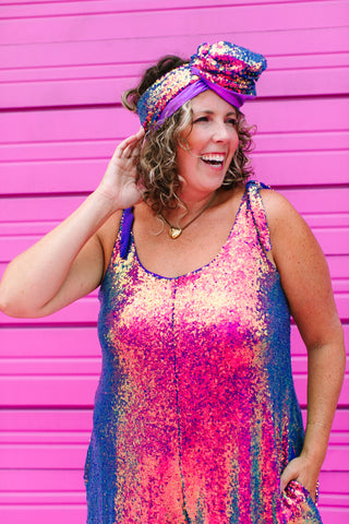 Purple Holographic Sequin Romper