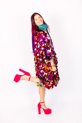 Purple Jumbo Paillette Mid Caftan