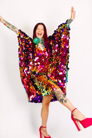 Purple Jumbo Paillette Mid Caftan