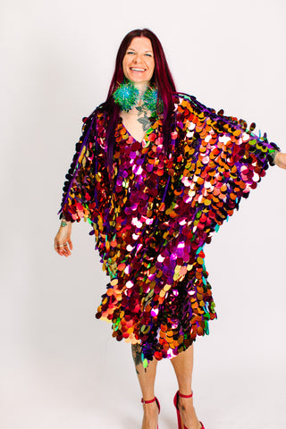 Purple Jumbo Paillette Mid Caftan
