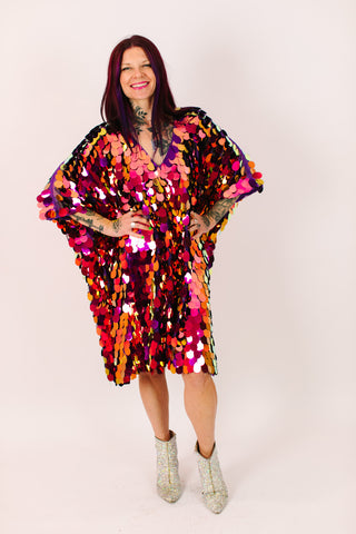 Purple Jumbo Paillette Mid Caftan