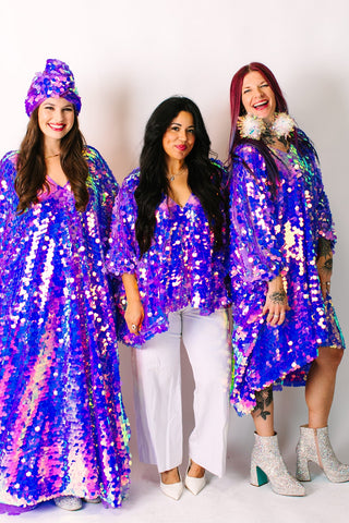 Lavender Paillette Short Caftan