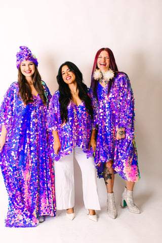 Lavender Paillette Long Caftan