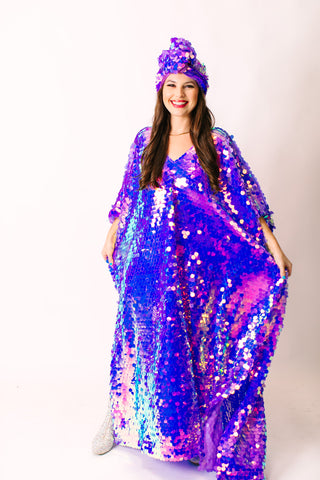 Lavender Paillette Long Caftan