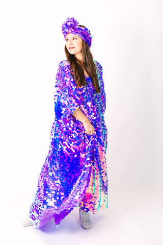Lavender Paillette Long Caftan