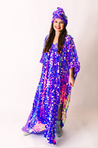 Lavender Paillette Long Caftan