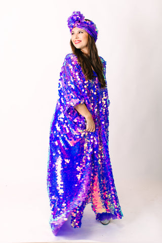 Lavender Paillette Long Caftan