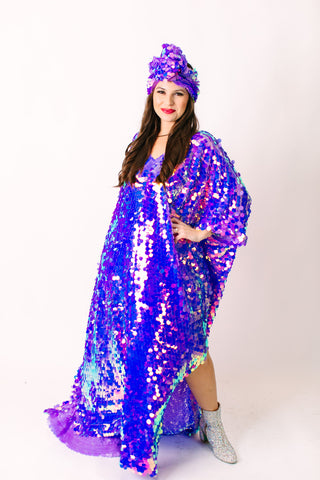 Lavender Paillette Long Caftan