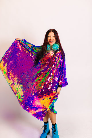 Purple Holographic Paillette Mid Caftan