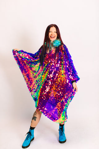 Purple Holographic Paillette Mid Caftan