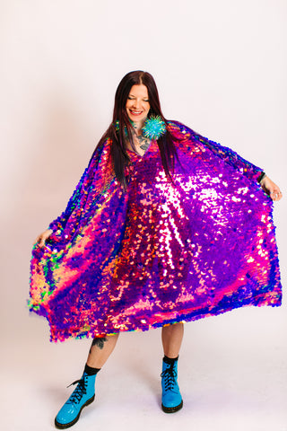 Purple Holographic Paillette Mid Caftan