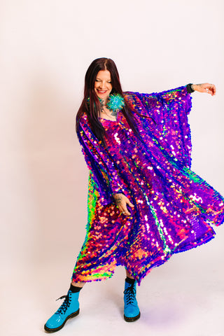 Purple Holographic Paillette Mid Caftan