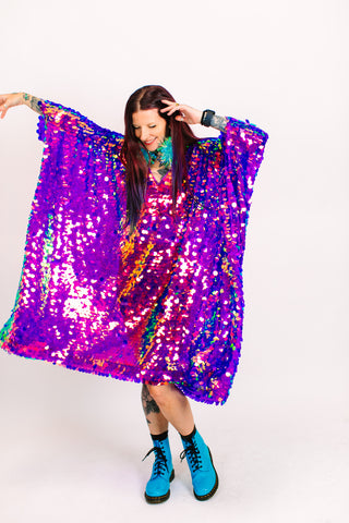 Purple Holographic Paillette Mid Caftan