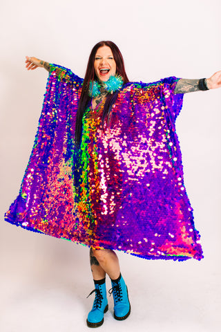 Purple Holographic Paillette Mid Caftan