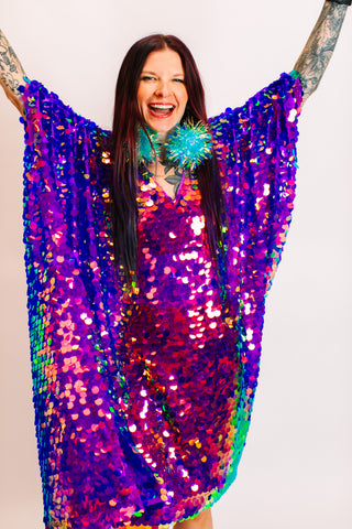 Purple Holographic Paillette Mid Caftan