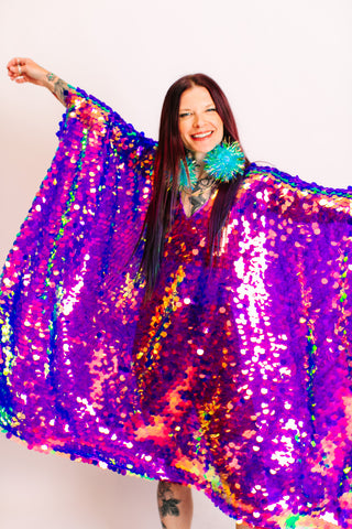 Purple Holographic Paillette Mid Caftan