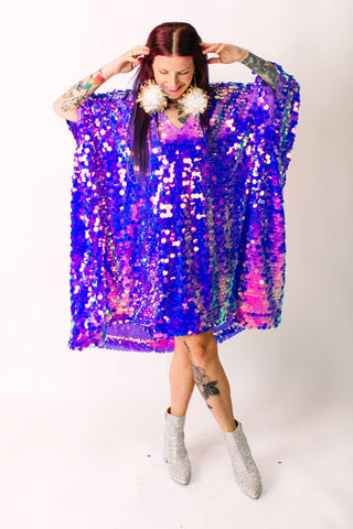 Lavender Paillette Short Caftan