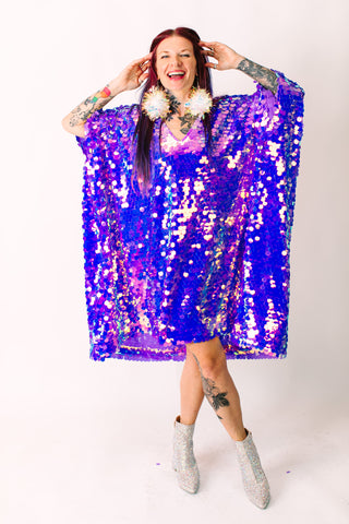Lavender Paillette Short Caftan