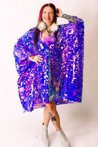 Lavender Paillette Short Caftan