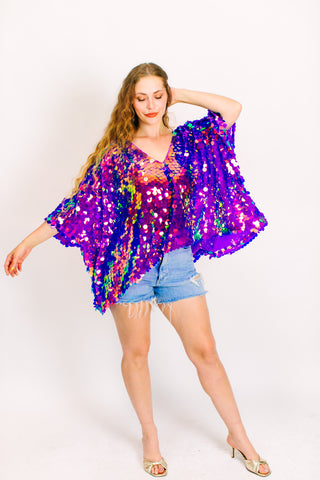 Purple Holographic Paillette Tunic