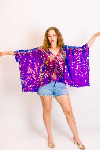 Purple Holographic Paillette Tunic